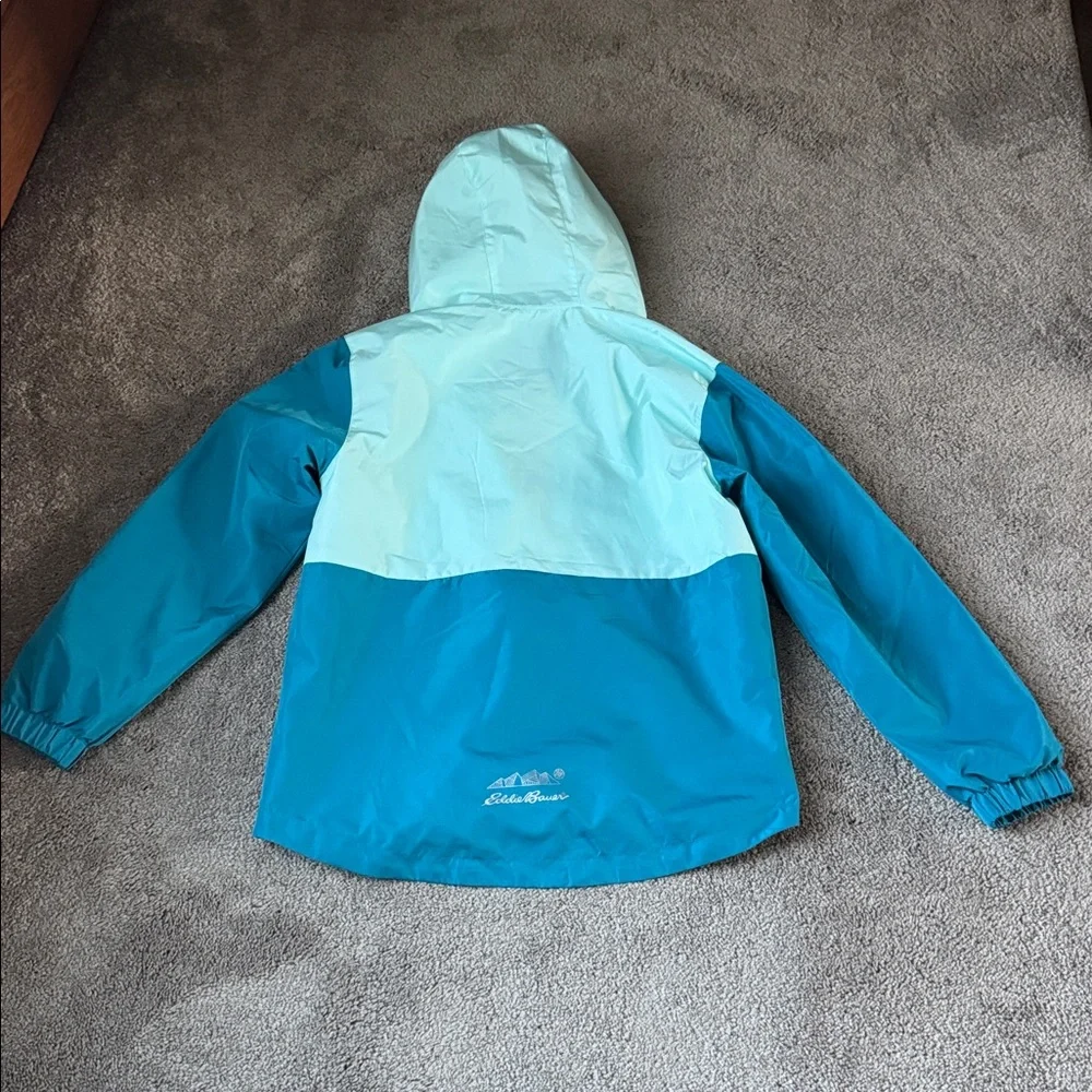 Eddie Bauer Blue Colorblock Hooded Windbreaker Jacket SIZE M Full Zip Kids